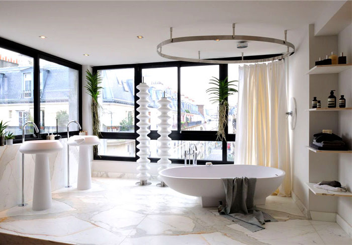 vorhang badewanne freistehende badezimmer inspirationen