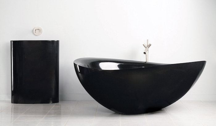 moderne bäder, schwarze badezimmermöbel, designer badewanne mit schwarzem waschbecken