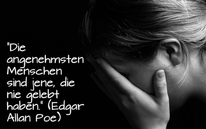 zitat von edgar allan poe zum thema - traurige bilder und traurige sprüche zum weinen - eine traurige junge frau, die weint