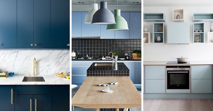 küche modern einrichten, kücheneinrichtung in blau, die bestne ideen, designer möbel, wohnung einrichten