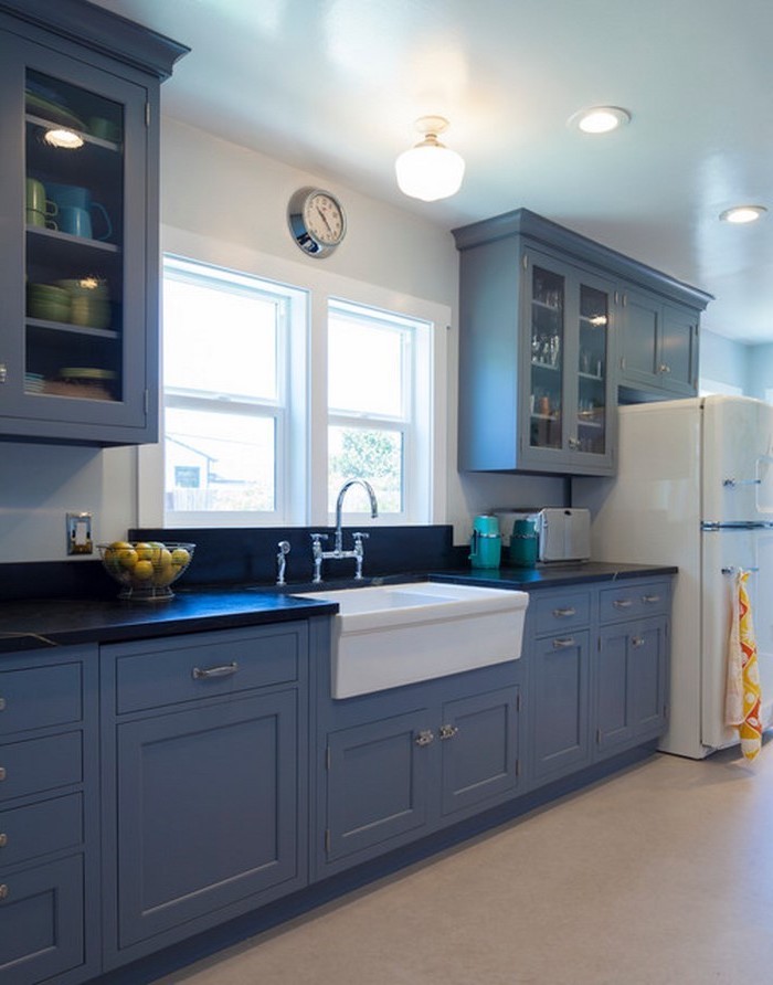 kücheneinrichtungsideen blaue küche gestalten einrichten dekorieren fenster