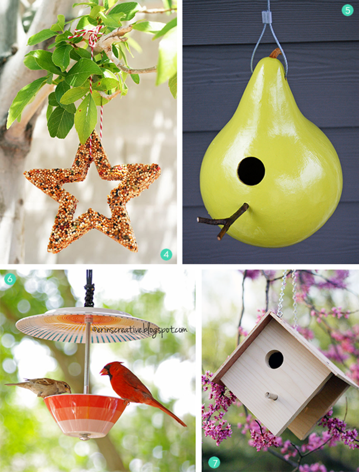 vier tolle Ideen für Vogelhäuschen, Nistkasten und schöne Dekoration für Ihren Garten oder Balkon zugleich