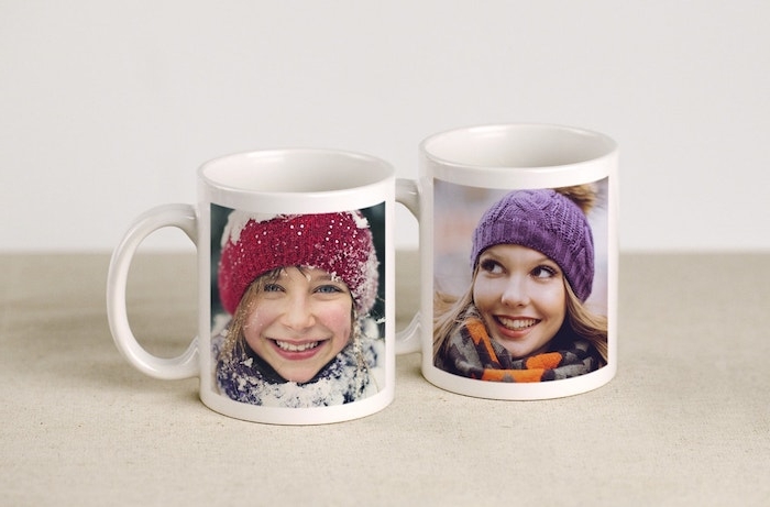 Weihnachtsgeschenk Mutter - zwei Tassen mit Fotos von Mutter und Tochter