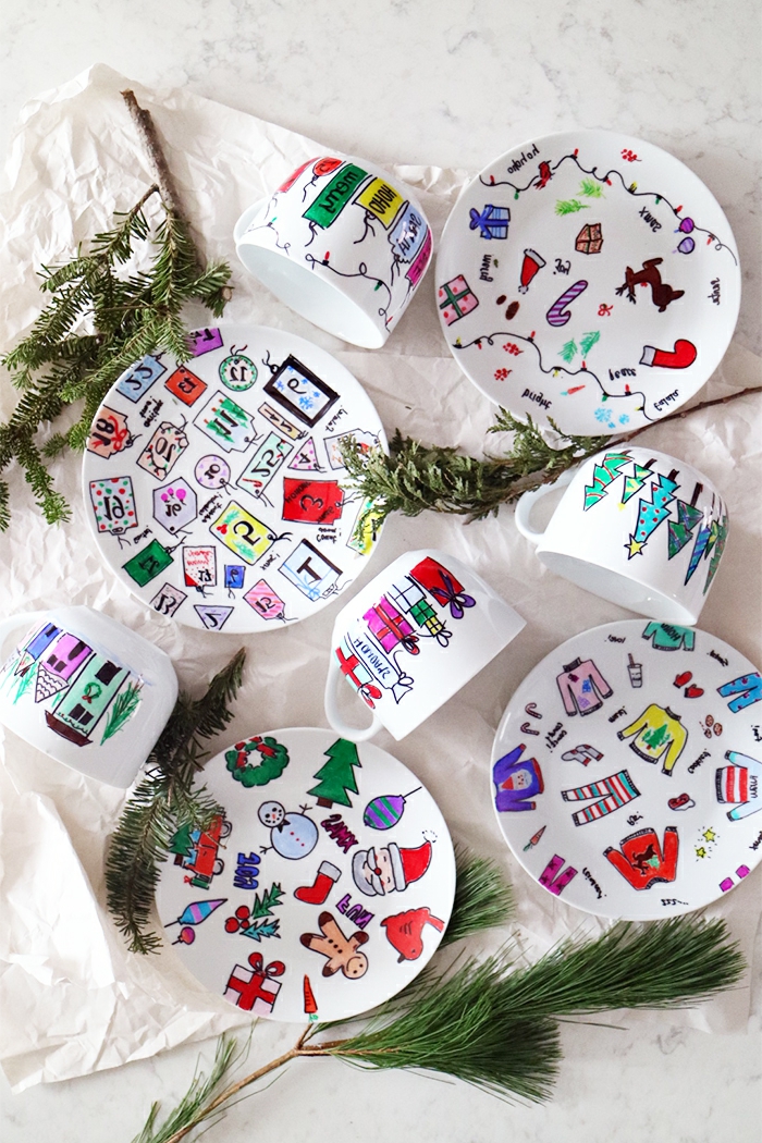 Geschirr anmalen, DIY Ideen für Kinder und Erwachsene, Weihnachtsgeschenke selber machen
