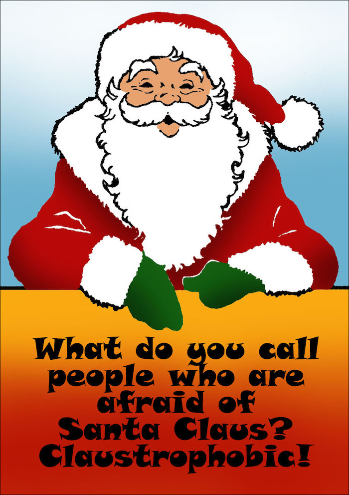 Ein Wortspiel mit dem Weihnachtsmann, Aufschrift mit schwarze Buchstaben auf orangen Hintergrund - schöne Weihnachtsbilder