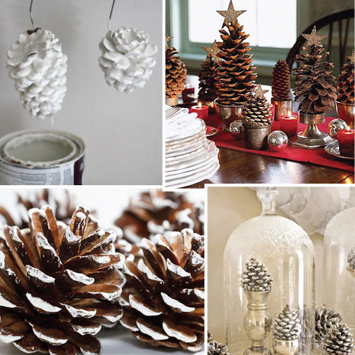 bilder weihnachten zapfen motive weihnachtliche deko selber machen basteln kreiern tischdekoration