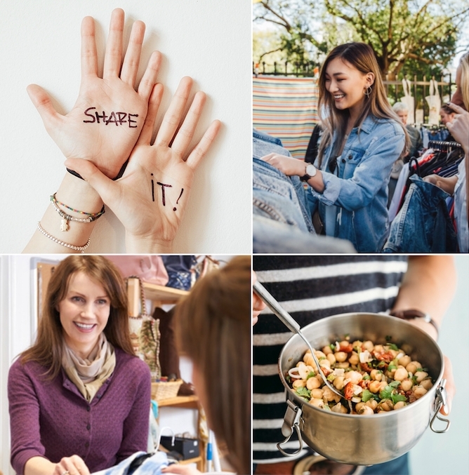 share economy ideen mitteilen essen bekleidung hilfe motivation fröhliche lebensweise