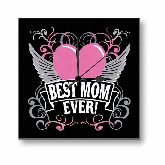 eine Uhr mit einem rosa Herz mit Flügel - die beste Mutter aller Zeiten - Geschenkideen Eltern Weihnachten 