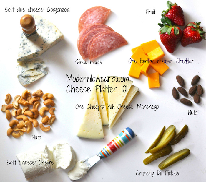 Käseplatte zusammenstellen: weicher Käse und geschnittene Fleischprodukte, Schmierkäse mit Obst kombinieren, Blauschimmelkäse mit Nüssen, Cheddar und Schafkäse mit Essiggurken