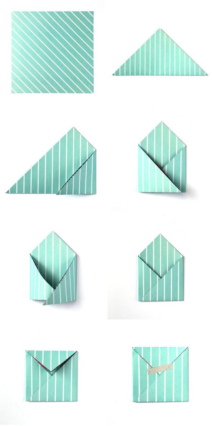 grüne Umschläge selber falten - Briefumschlag basteln eine ausführliche Faltanleitung
