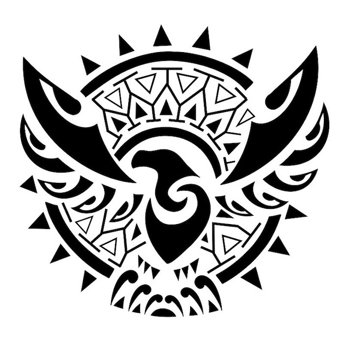 ein fliegender schwarzer vogel mit . zwei langen schwarzen flügeln - ein großer schwarzer maori tattoo