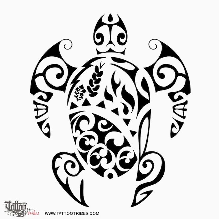 große schwarze schildkröte mit zwei schwarzen augen - idee für einen großen schwarzen maorie tattoo