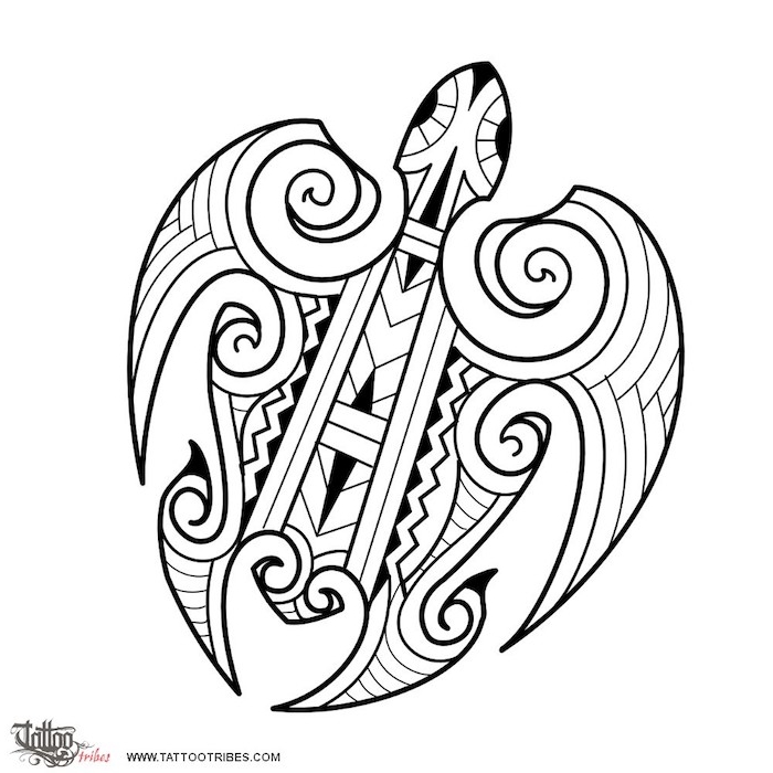 eine weiße schildkröte mit zwei schwarzen augen - idee für einen großen maori tattoo
