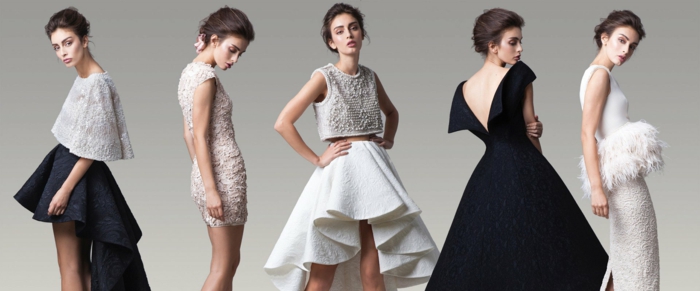 Elegante Abendkleider in Schwarz und Weiß, verschiedene Modelle für besondere Anlässe, Ideen für Silvester Outfit