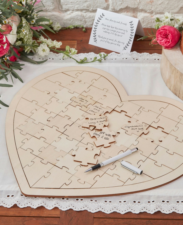 Hochzeitsgästebuch-Puzzle für Glückwünsche und Botschaften von den Hochzeitsgästen