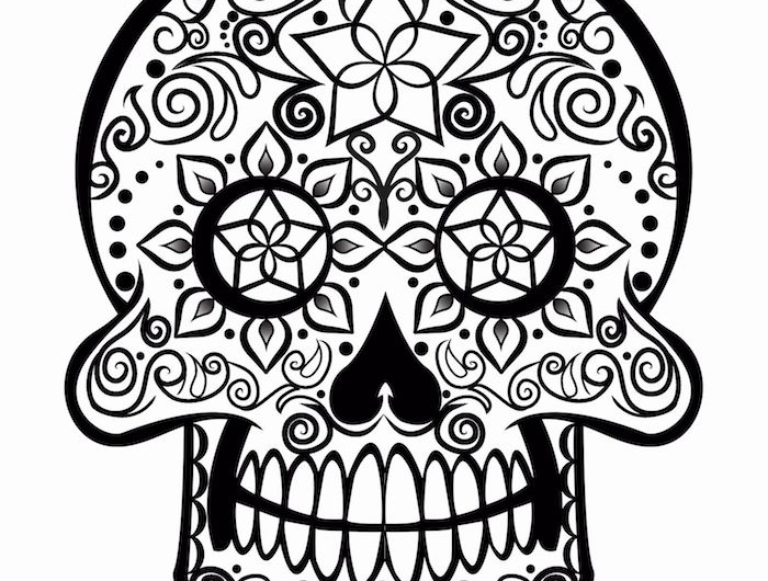 ideen tattoo mexikanischer totenkopf vorlage mit sternen und anderen ornamenten ideen und inspo