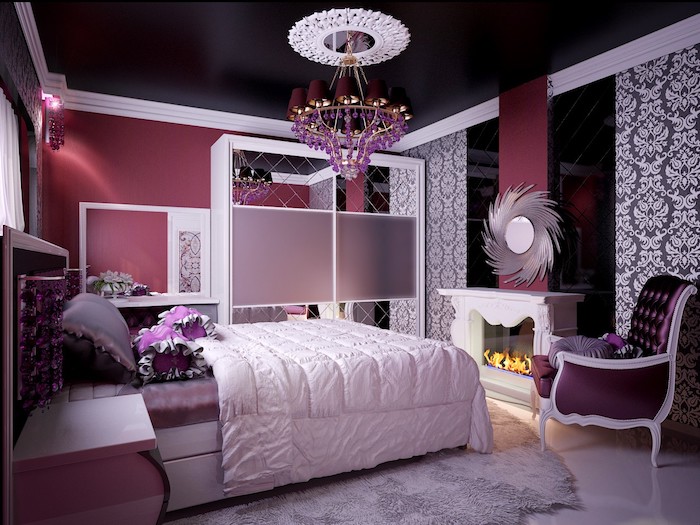 jugendzimmer ideen in lila luxuseinrichtung im teenager zimmer bettdecke zimmergestaltung ideen