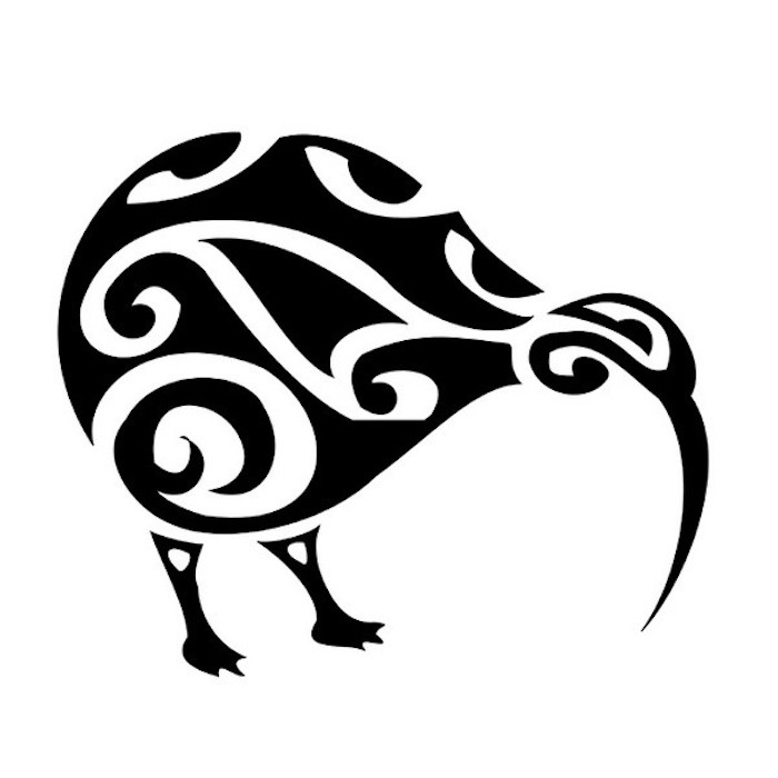 kiwis - eine idee für einen großen schwarzen maori tattoo mit einem vogel