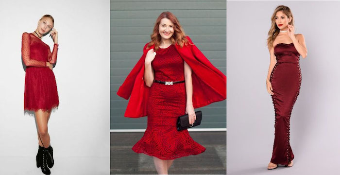 silvester kleider in roter farbe drei kleider in verschiedenen längen die rote farbe ist klassiker und ein must have