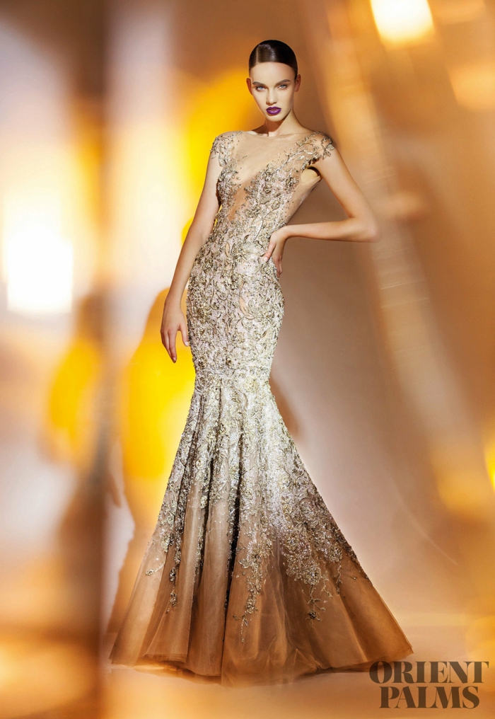 Meerjungfrau-Kleid mit Spitzenelementen, Abendkleid für besondere Anlässe mit Perlen verziert, elegantes Outfit