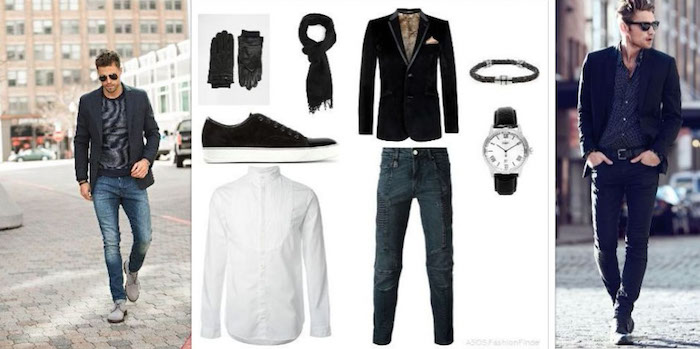 disco outfit mann mit stil elegant und einfach zum stylen idee jeans mit hemd und jacke oder blazer kombinieren