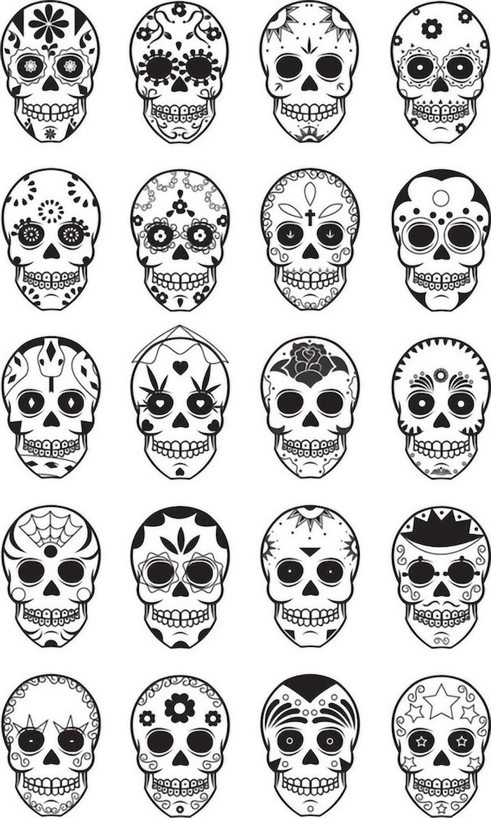 verschiedene ideen für mexikanische totenköpfe tattoo bedeutung mexikanische totenmaske