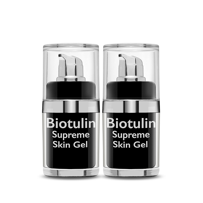 zwei Kosmetikbehälter mit Biotulin Supreme Skin Gel