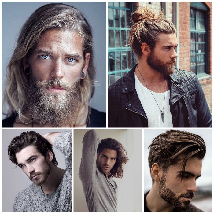 frisuren lange haare, männer mit bart und langen haaren, männerfrisuren 2018