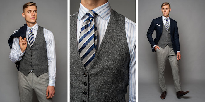 helle farbe graue hose outfit ideen zur mischung der nuancen vom grauen idee gestreifte krawatte