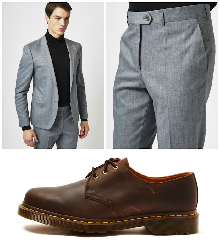 braune business schuhe mit blauem oder mit grauem anzug stylen ideen für den eeganten mann von heute schwarzer pulli