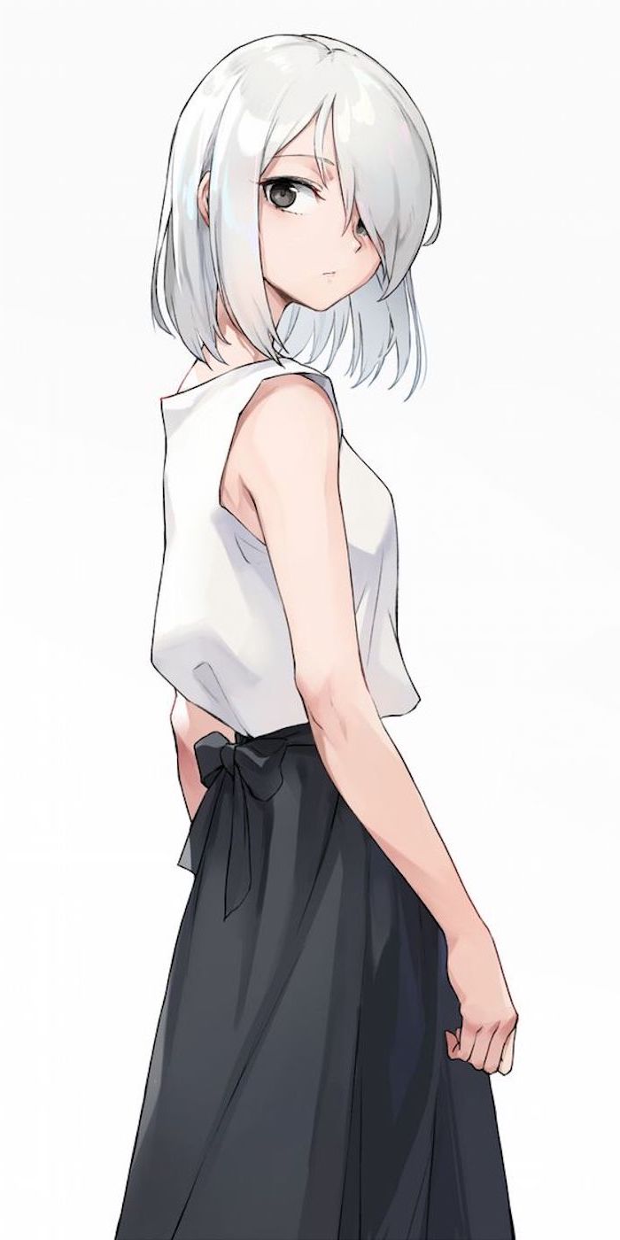 ein Anime Mädchen mit silberblondem Haar - blonde Haare grau färben