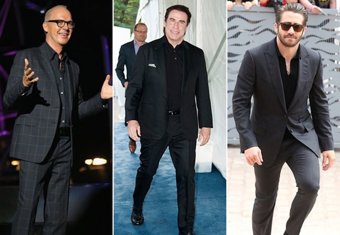 schwarzer anzug blaues hemd elegante gentlemen in schwarz oder dunkelgrau die farben des erfolgs
