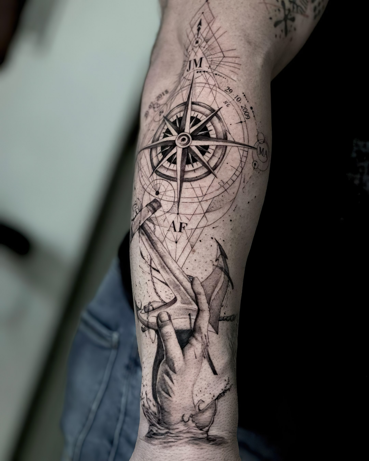 kompass anker meer tattoo mendeztattooartist