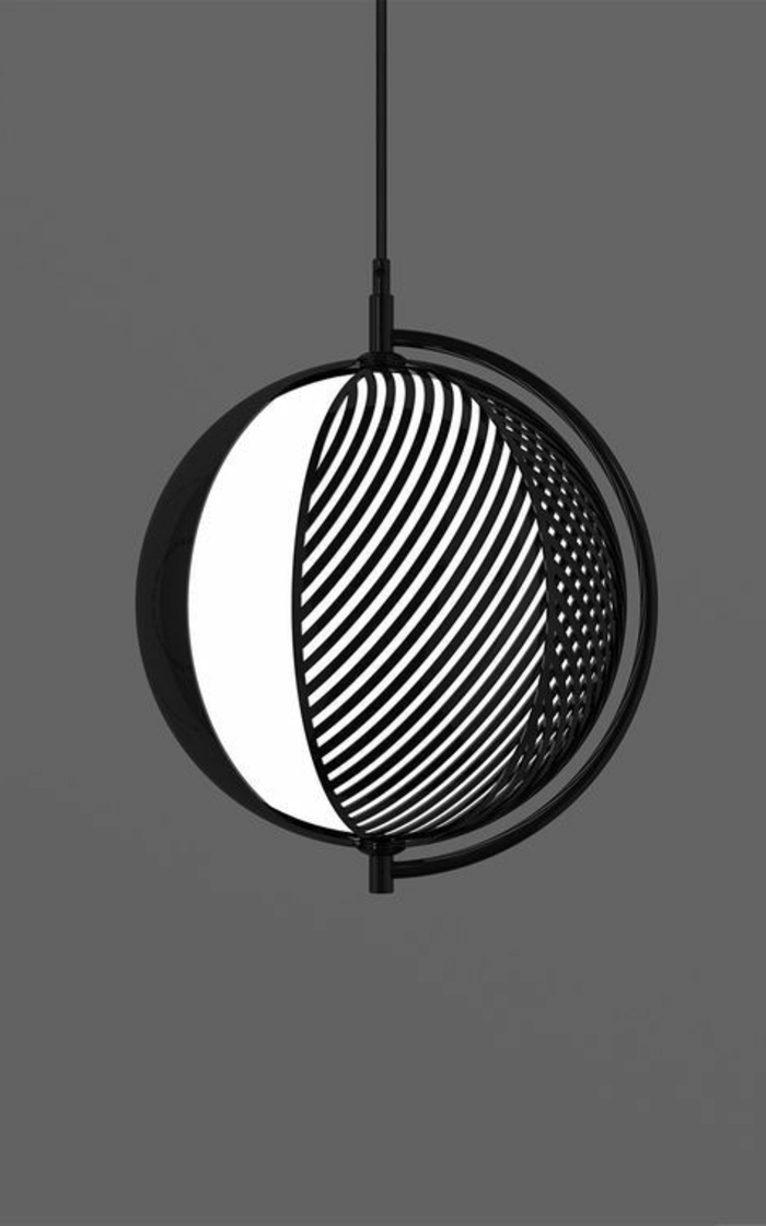 Industriale Lampe aus Edelstalh mit schwarzem Überzug mit Mond-Optik