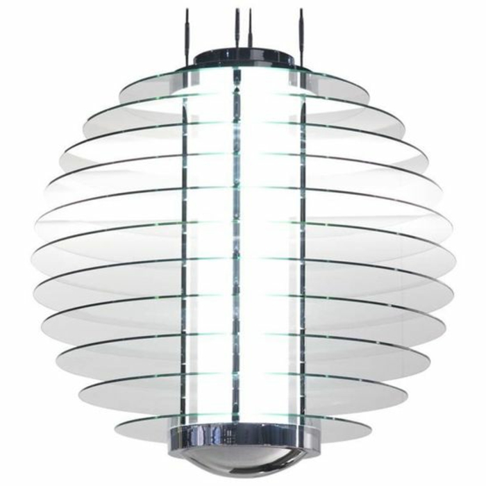 LED-Lampe mit langer Glühbirne, LED-Lampe mit Glasschirm aus Glas-Disks