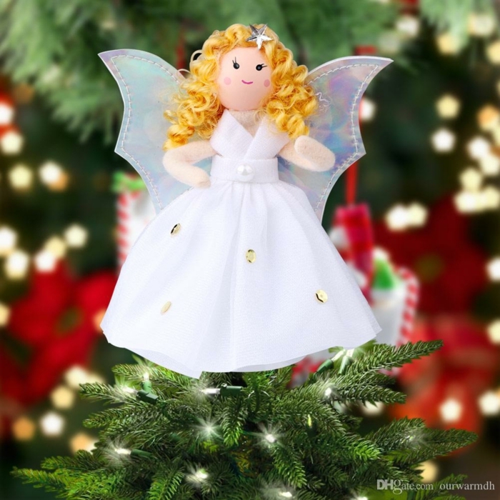 schutzengel selber basteln vorlage weihnachten deko schöne engel basteln anleitung weiße engel aus stoff und garn