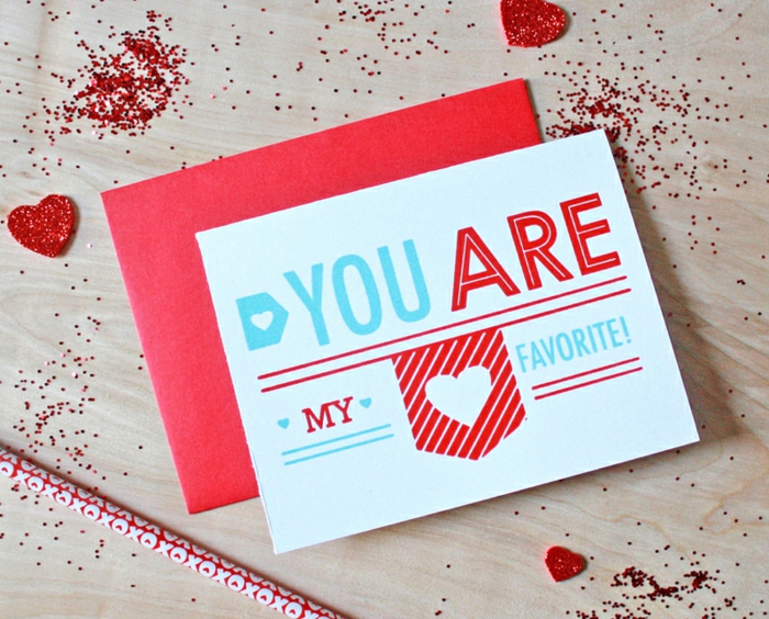 Valentinskarte für Mann, kleine Herzen mit Glitzer verziert, kleine Überraschungen zum Valentinstag