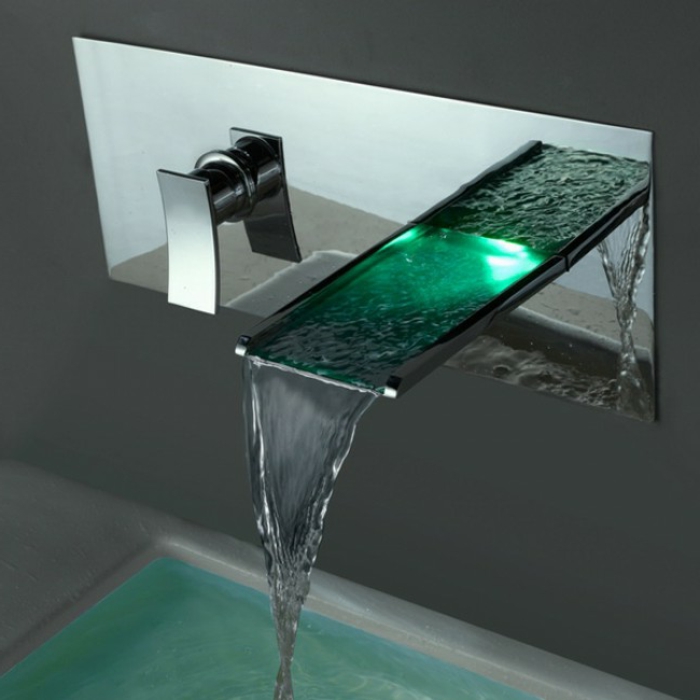 Wasserhahn mit grüner LED-Lampe, Wasserhahn mit LED-Beleuchtung und Wasserhahneffekt