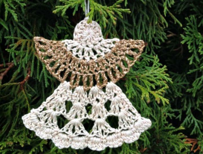 weihnachtsengel basteln engel aus draht selber machen crochet engel anleitung weißer gold engel weihnachtsbaum deko