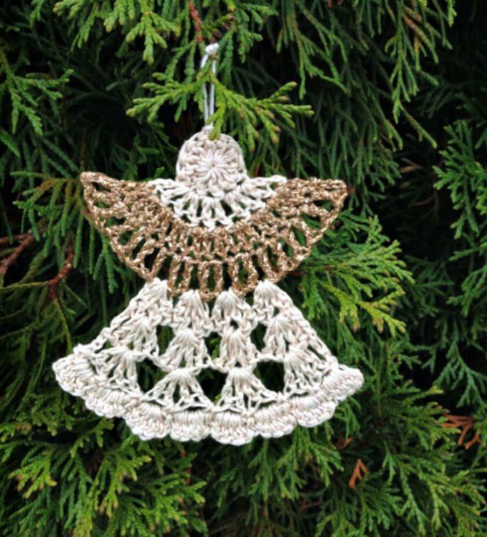 weihnachtsengel basteln engel aus draht selber machen crochet engel anleitung weißer gold engel weihnachtsbaum deko
