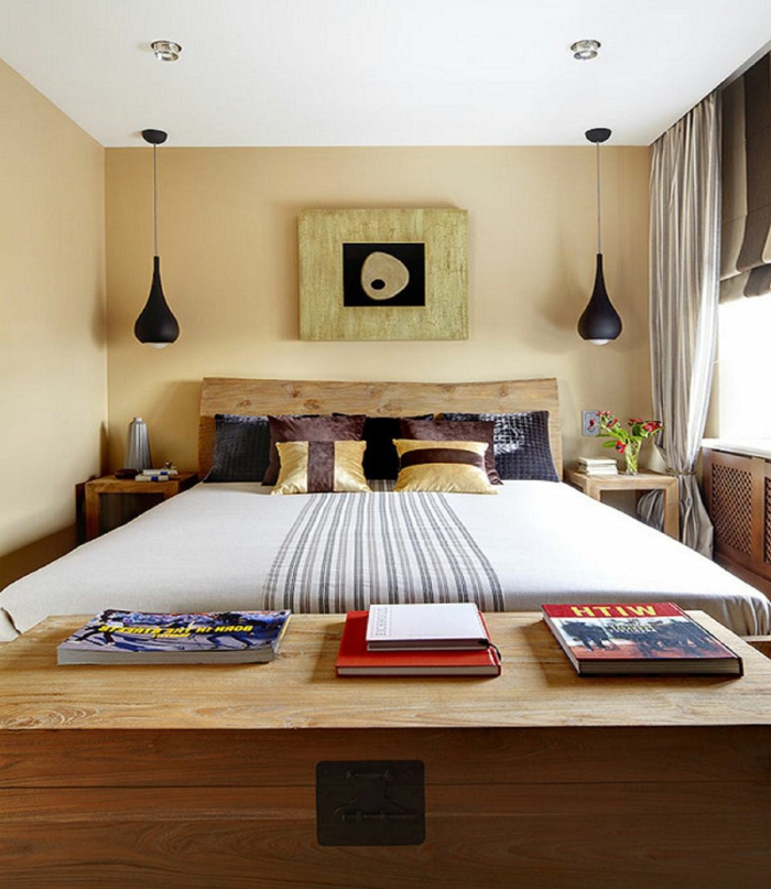 Schlafzimmer Ideen für kleines Schlafzimmer mit einem modernen Bild, zwei Regale