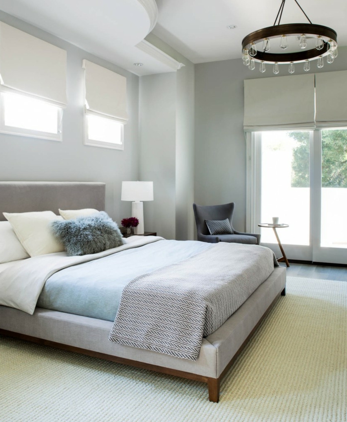 schlaue Schlafzimmer einrichten Beispiele, moderne Lampenschirm und eine Leseecke