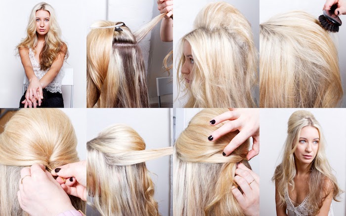 frisuren für lange haare, frau mit blonden haaren und frisur im retro-stil