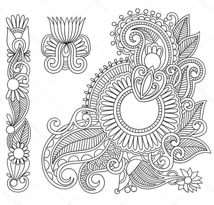henna schablonen, indische motive für henna tattoos, mehndi motive, vorlage