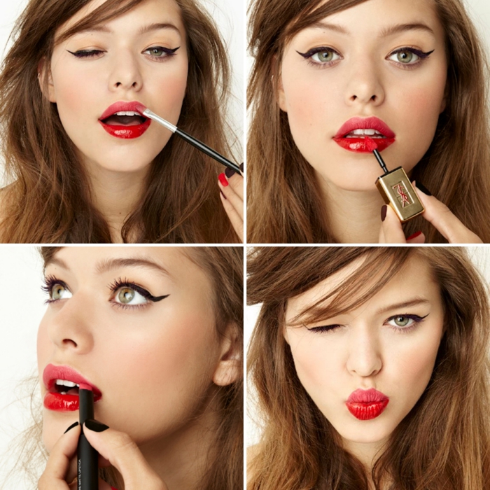 matter lippenstift mit glanz frisch und scheinend wirken lassen collage bilder mit schönem make up