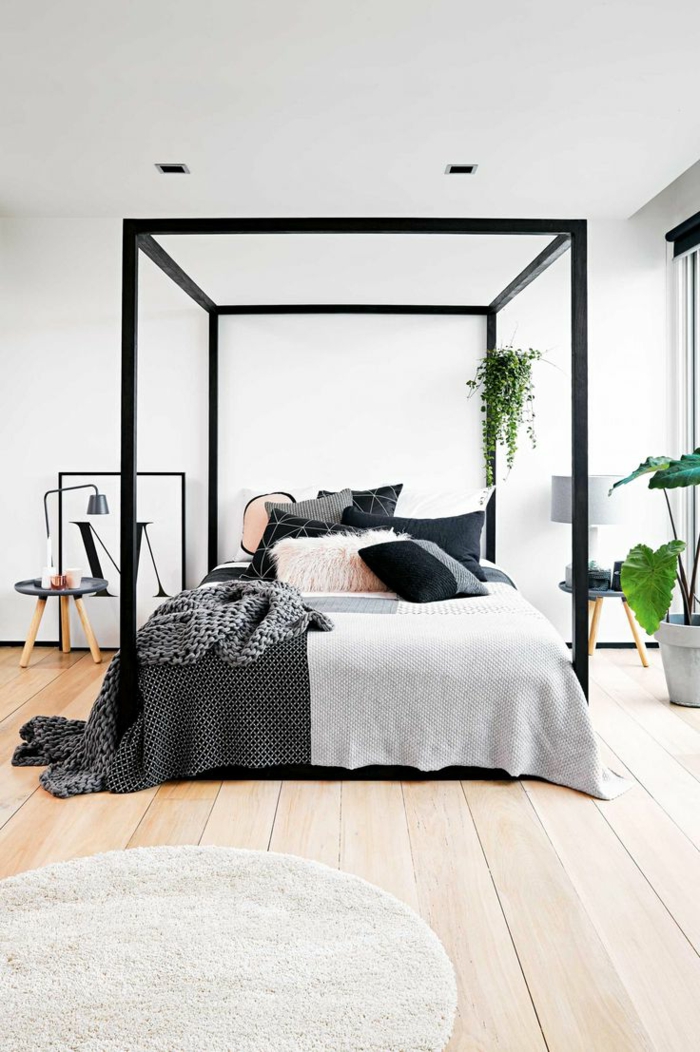 ein modernes Design von Himmelbett, runder Teppich, Schlafzimmer Ideen