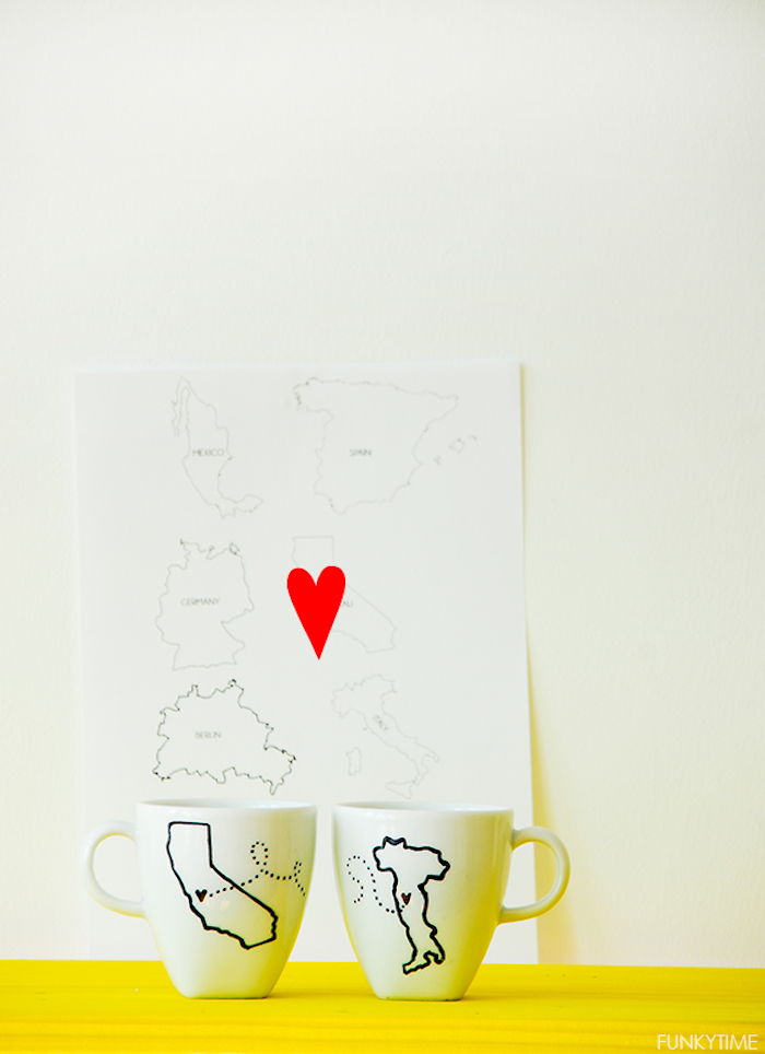Tassen für verliebte Paare "Ich vermisse dich", DIY Idee zum Nachmachen