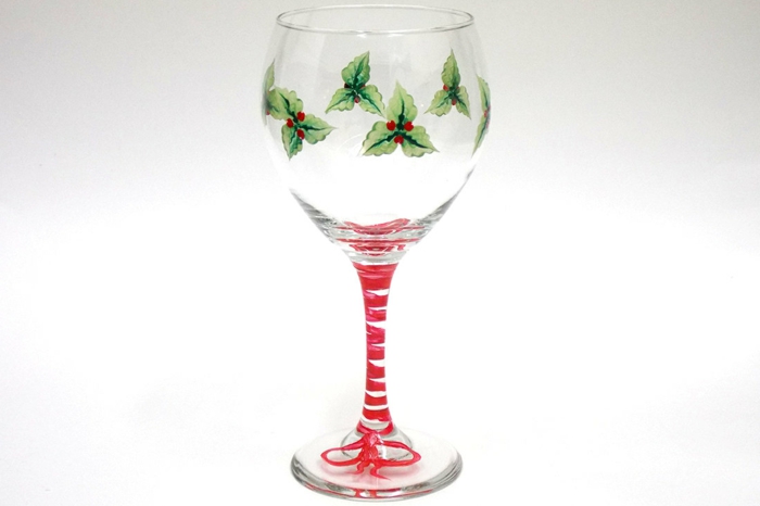 Glas malen, kleine Pflanzen, ein weihnachtliches Glas zu Heiligen Abend