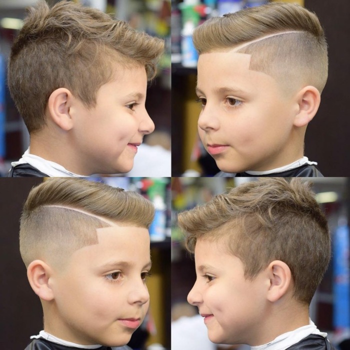 zwei Beispiele für Frisuren für Jungs, Undercut, Seitenscheitel und Locken