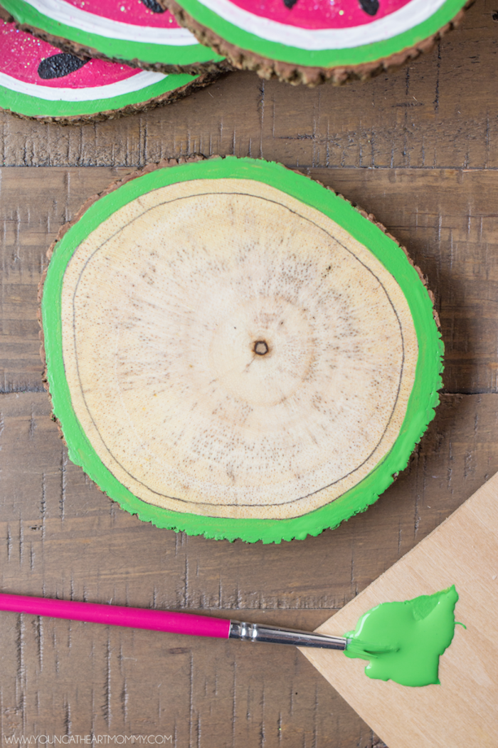 Wassermelone Untersetzer für Gläser selbst gestalten, Idee für DIY Geburtstagsgeschenk
